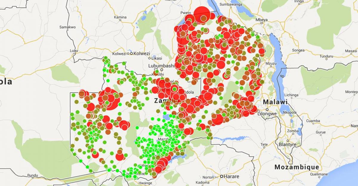 Карта Замбіі малярыі