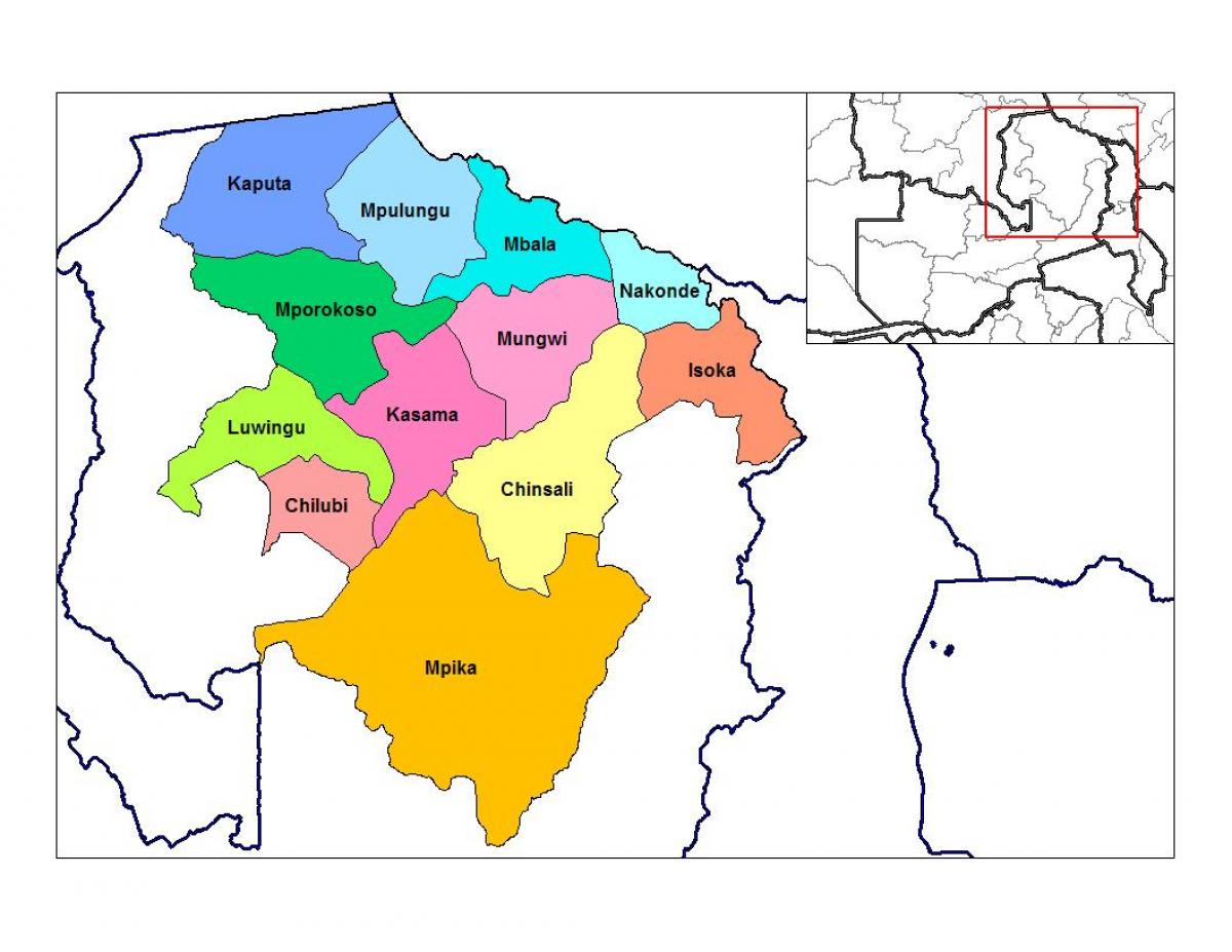 Карта Замбія, Паўночная правінцыя 