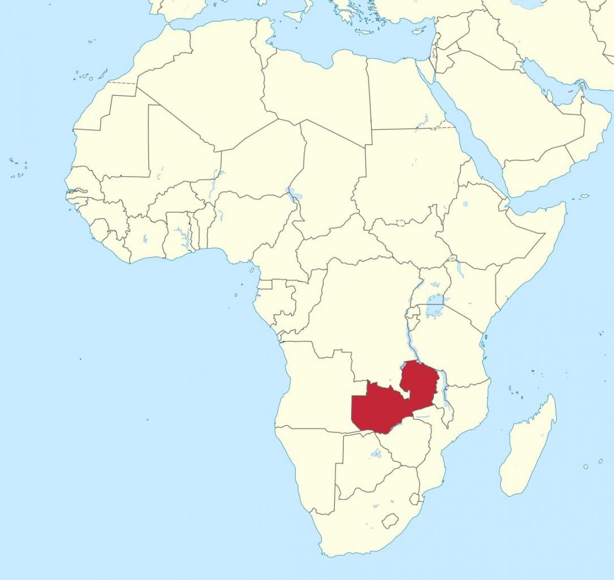 карта Афрыкі, паказваючы Замбія