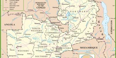 Карта палітычных Замбія